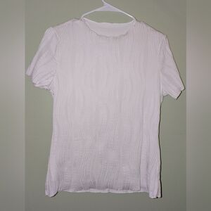 Chic White Textured Short Sleeve Top